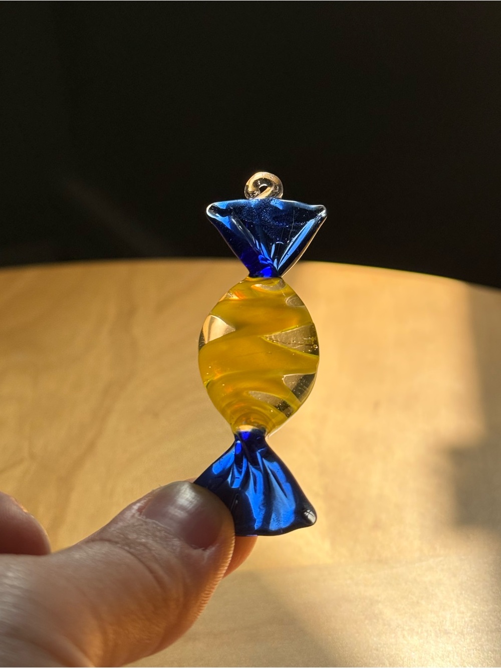 Antique c1920s Hand Blown Glass 2.75" Wrapped Candy Christmas Tree Ornament